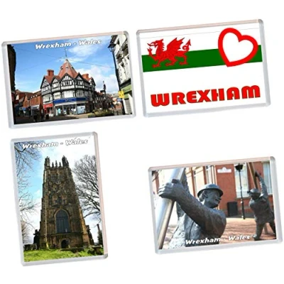 Image of 4 Pack Wrexham Wales Jumbo Fridge Magnet/Magnets BBSFM4P04