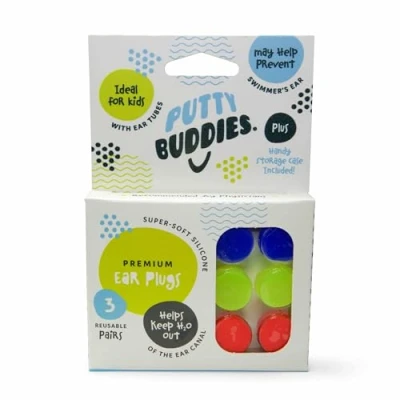 Image of PUTTY BUDDIES Original Swimming Earplugs, 3 Pair Pack (Colours may Vary)