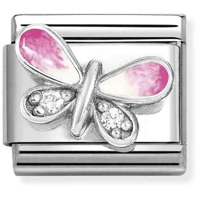 Image of Nomination Butterfly Pink And White Charm