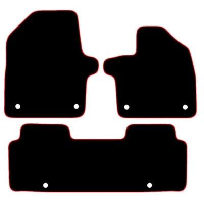 Image of Carsio Carpet Car Mats For Kia EV6 2021+ Onwards Tailored Fit Floor Mat Set Complete Accessory Black Custom Fitted All Weather, Anti Slip Backing &amp; Red Trim