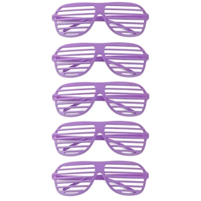Image of Komonee 5 x Violet Shutter Shades Fun Novelty Plastic Party Retro Fancy Dress Costume Prop Rave Club Eyewear Disco Adults 80&#039;s Sunglasses