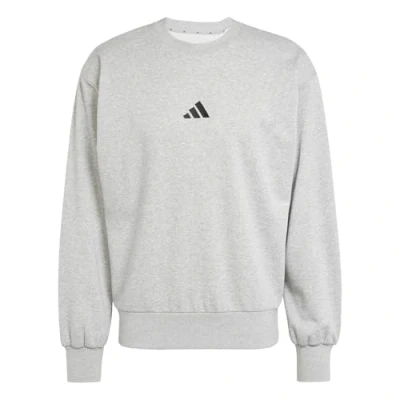 Image of adidas Men&#039;s ESSENTIALS FEELCOZY FRENCH TERRY SWEATSHIRT, medium grey heather/black, XS