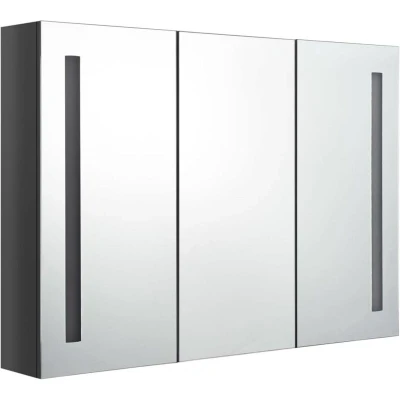 Image of vidaXL LED Bathroom Mirror Cabinet 89x14x62 cm Shining Grey