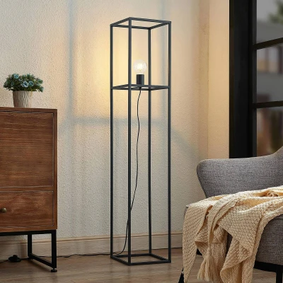 Image of Lindby Jordana floor lamp, frame, black, one bulb
