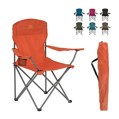 Image of Highlander Camping Chair Compact &amp; Lightweight Folding Chair, 2.2kg, Portable for Outdoors, Durable Steel Frame Arm with Cup Holder