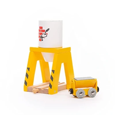 Image of Bigjigs Rail Cement Silo Tunnel Wooden Construction Train Set Accessories, Railway Gifts For Toddlers &amp; Kids, Compatible With Most Other Brands, Age 3 Years Old +