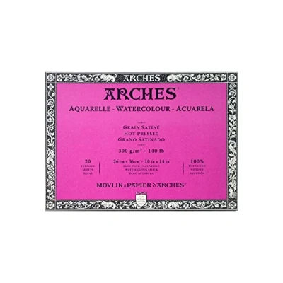 Image of Arches Watercolour Block, 300 GSM, Hot Pressed, 26 x 36 cm, Wood, Natural White