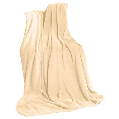 Image of CelinaTex Fluffy XL Cuddly Blanket 220 x 240 cm Beige Sofa Soft Microfibre Fleece Oeko Tex TV