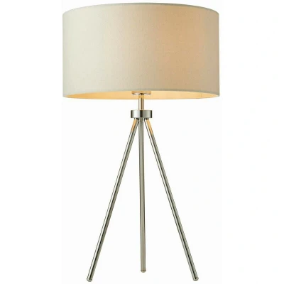 Image of Tri 1 Light Table Lamp Chrome, Ivory Linen Effect, E27