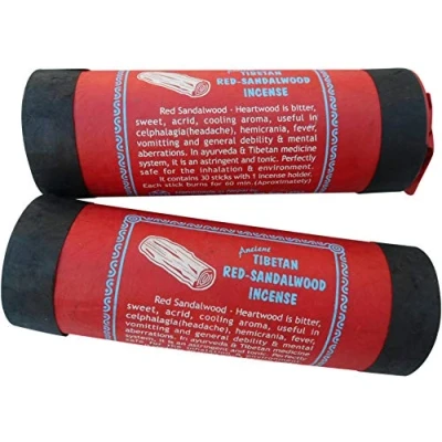 Image of Tibetan/Nepalese Round Tube Incense Joss Sticks Pack of 2 (Red Sandalwood)