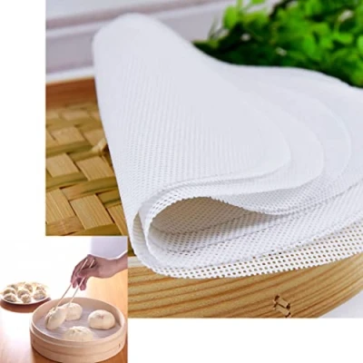 Image of Rolin Roly 5PCS Bamboo Steamer Liners Silicone Liner Reusable Dumpling Mesh Non Stick Steamed Round Baking Pastry Dim Sum Papers Mat (20cm)