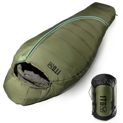 Image of 1TG Tactical Mummy Sleeping Bag Ultralight with Small Pack Size 4 Seasons Comfortable Ideal for Outdoor Camping Trekking Travel