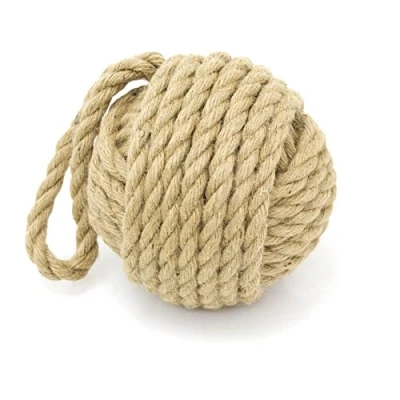Image of Traditional Monkey Fist Doorstop Nautical Door Stop Natural Rope Knot Stopper Beach Doorstops