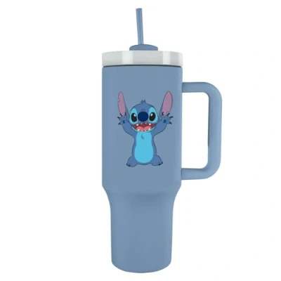 Image of ‎Pyramid International LILO &amp; Stitch 40oz/1200ml Tumbler with Straw and Lid, Advanced Double Wall Vacuum Insulation, Keeps Cold Up to 11 Hours, Hot 7 BPA Free