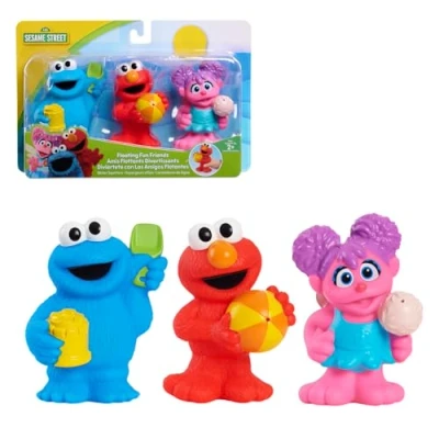 Image of Sesame Street Floating Fun Friends 3 Piece Set Water Squirters Bath and Pool Toys, Officially Licensed Kids Toys for Ages 2 Up by Just Play