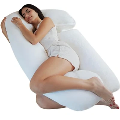 Image of Pharmedoc Pregnancy Pillows, U Shape Full Body Pillow Removable Air White Cover Pillows for Sleeping Adults, Maternity and Must Haves