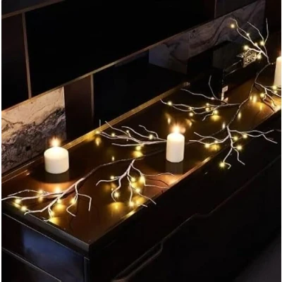 Image of Marco Paul 6ft Christmas garland with LED Lights, Battery Operated Pre Lit Artificial for Decor Durable Twig stairs Wall Door Indoor xmas decorations (twig Natural)