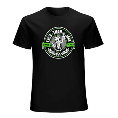 Image of JINDIAOWENJU Less Than Jake Crest Logo Mens Short Sleeve T Shirts Black XXXL