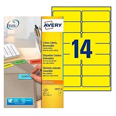 Image of Avery Pack of 280 red self Adhesive and Removable Labels, Customizable Printable, Size 99.1 x 38.1 mm, Laser/Inkjet Printing, (L6054 20)
