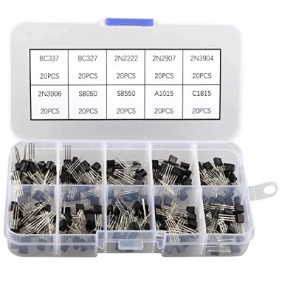Image of HALJIA 200PCS Transistor Kit 10 Values of NPN PNP TO 92 Power Assortment Kit, Transistors Box Pack for BC337, BC327, 2N2222, 2N2907, 2N3904, 2N3906, S8050, S8550, A1015, C1815