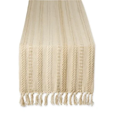 Image of DII Farmhouse Braided Stripe Table Runner Collection, 15x72, Vintage Linen