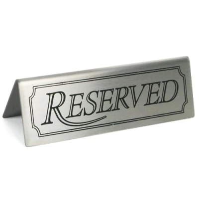 Image of Reserved Sign Stainless steel restaurant table signs tent for restaurants, hotels and cafes