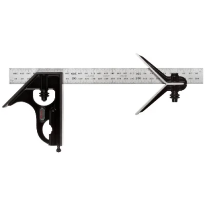 Image of Starrett 33MHC 300 Forged, Hardened Steel Square And Centre Heads With Regular Blade Combination Square, Smooth Black Enamel Finish, mm Size