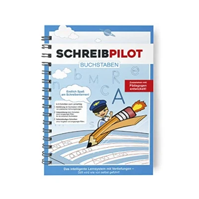 Image of Schreibathlet Writing Pilot Set of 3 Learning Books for ABC Shooters with Pre Embossed Letters, Numbers and Words, System Developed by Teachers, Professors Students