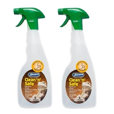 Image of 2 PACK JOHNSONS VETERINARY CLEAN REPTILE SPRAY AMPHIBIAN VIVARIUM DISINFECTANT CLEANER 500ML