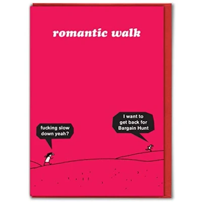 Image of Modern Toss Official Funny Valentines Cards &#039;Romantic Walk&#039; Rude Day For Boyfriend Girlfriend Husband Wife Partner Sold By Brainbox Candy