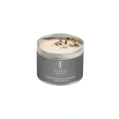 Image of The Country Candle Company Pastels Range in a Tin Elderflower &amp; Gooseberry