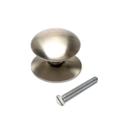 Image of Merriway BH01409 Satin Matt Chrome Victorian Style Cabinet Cupboard Door Knob, 25mm (1 inch) Nickel