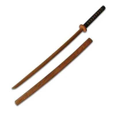 Image of Wooden Roped Bokken With Scabbard Red Oak