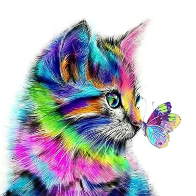 Image of MyCozy Special Cat Diamond Painting Kits Full Drill, DIY 5D Square Rhinestone Crystal Embroidery Pictures Cross Stitch Art Craft for Home (20x20cm)