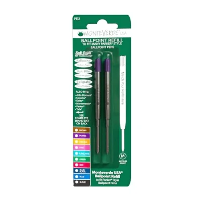 Image of Monteverde Medium Ballpoint Soft Roll Refill for Parker Pens Pink (Pack of 2)
