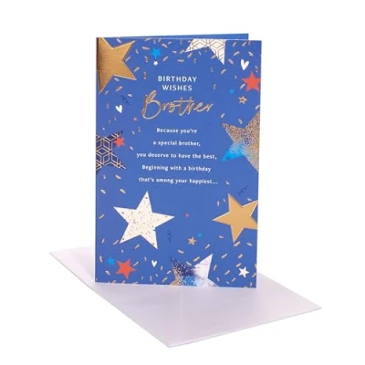 Image of UK Greetings Birthday Card for Brother Starry Wishes Design