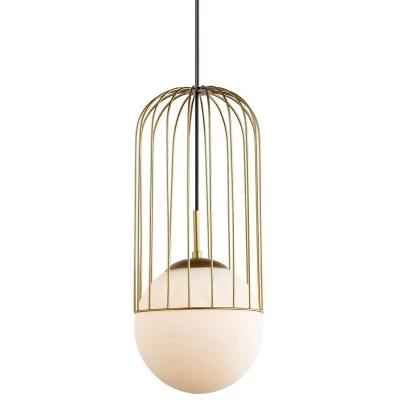 Image of Italux Lighting Modern Hanging Pendant Golden 1 Light with Gold, White Shade, E27 ITLMDM 3940/1 GD