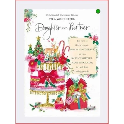 Image of Words N Wishes Daughter and Partner Christmas Card with Special to A Wonderful