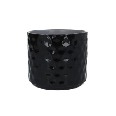 Image of Gisela Graham Black Honeycomb Plant Pot Cover Medium