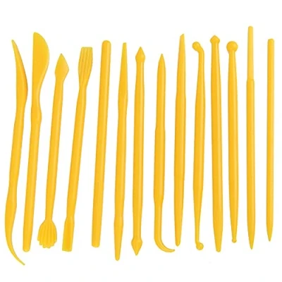 Image of 14pcs Pottery Clay Tools Set with Plastic Case Modeling Sculpting Kits for Shaping(Yellow)