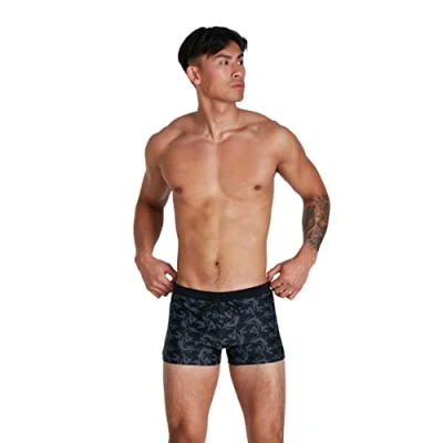 Image of Speedo Men&#039;s Valmilton Aquashort Holiday Swimwear, Black/USA Charcoal, 36