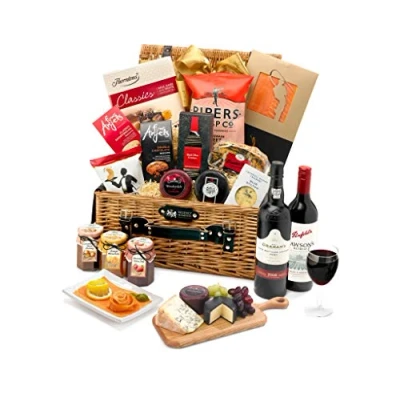 Image of Gourmet Cheese and Wine Gift Set Traditional Port Stilton Hamper with Smoked Salmon, Blue Stilton, Cheddar, Ruby for Dad, Birthday Gifts, from Regency Hampers