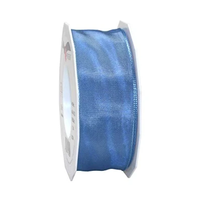 Image of Präsent Lyon Wired Taffeta Ribbon Azure 40 mm Width, 25 m Length