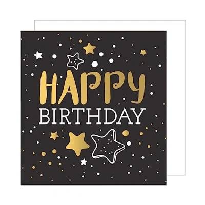 Image of Edition Seidel Premium Square Birthday Card with Envelope Greeting Happy For Him or Her Friend Mum Dad Husband Wife Daughter Son Colleague Black Gold (GQ100)
