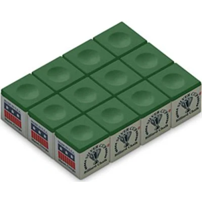 Image of Silver Cup Billiard/Pool Cue Chalk Box, Green, 12 Cubes