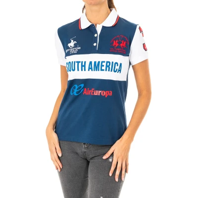 Image of La Martina Womenss short sleeved polo shirt with lapel collar 2WP165 Multicolour Cotton Size Large