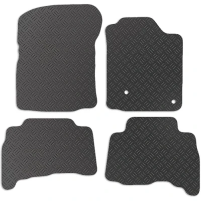 Image of Carsio Rubber Car Mats For Toyota Landcruiser 2010 2013 Tailored Fit Floor Mat Set Complete Accessory Black Custom Fitted All Weather &amp; Heavy Duty, Anti Slip Backing with Clips