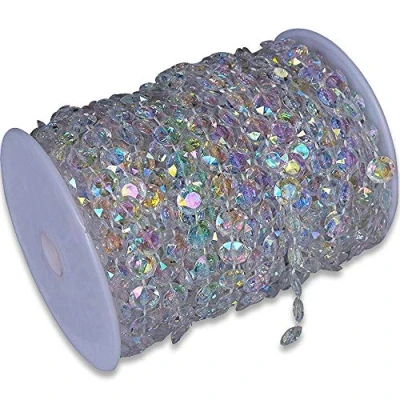 Image of SKY CANDYBAR 99FT DIY Garland Diamond Acrylic Crystal Beads Strand Shimmer Wedding Decorations Party Decoration Crafting Projects (Iridescent)