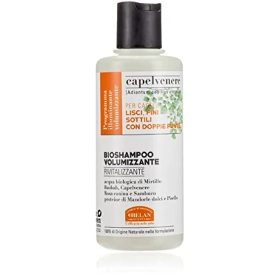 Image of Helan Capelvenere Volumising Shampoo for Thin, Straight Hair with Split Ends, Restructuring &amp; Brightening Action, Vegan Care Sweet Almond Proteins Made in Italy Shampoos, 200 ml