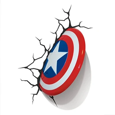Image of 3D Light FX 816733002187 Marvel Captain America Shield Wall Light, Red, White and Blue